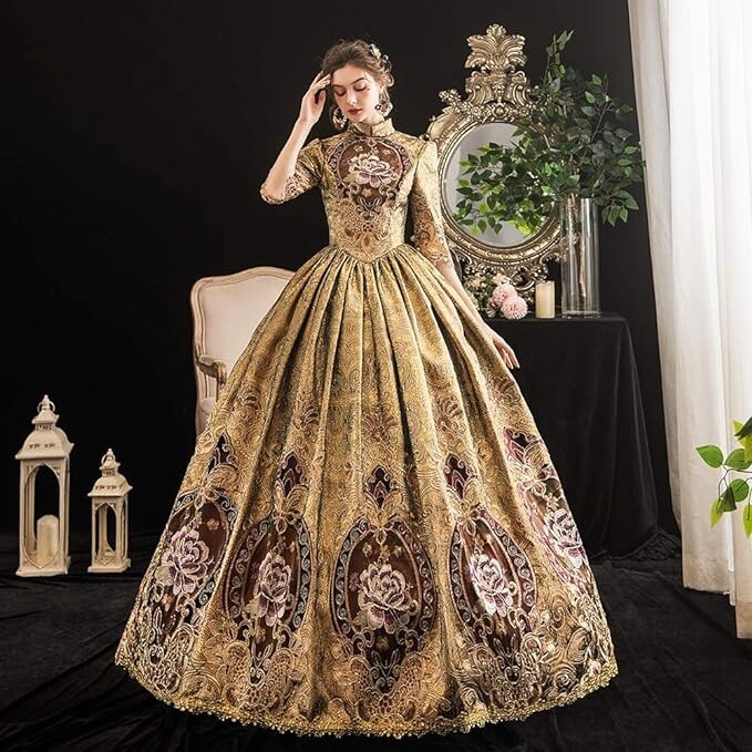 KEMAO Victorian Ball Gown Costume 18th Century Wedding Party Court Dress
