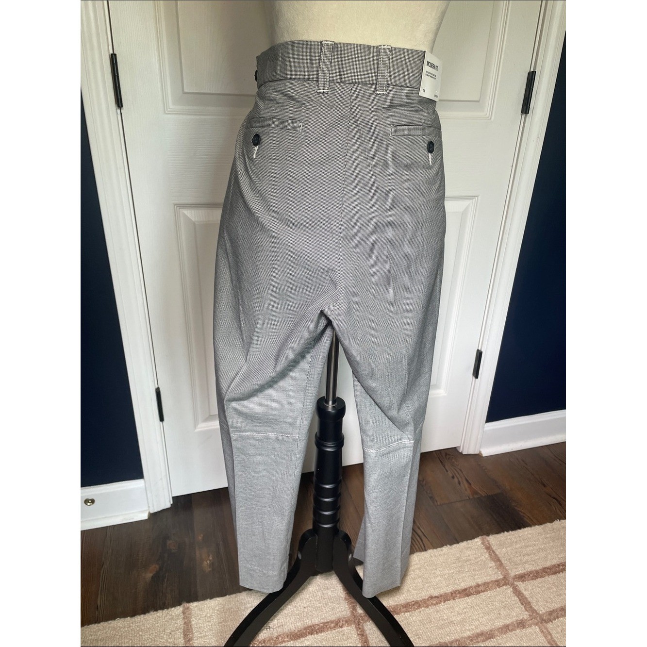 NWT Vintage Y2K Gap Tailored Trousers Pants Black & White Houndstooth Size 14
