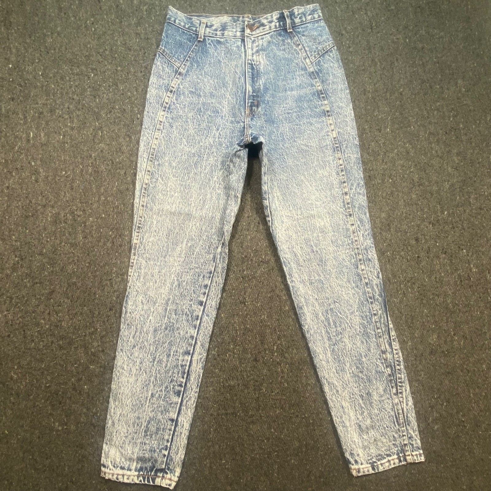 Chic High Waisted Jeans 13 Womens Blue Acid Wash Vintage 80s Western Tapered Leg