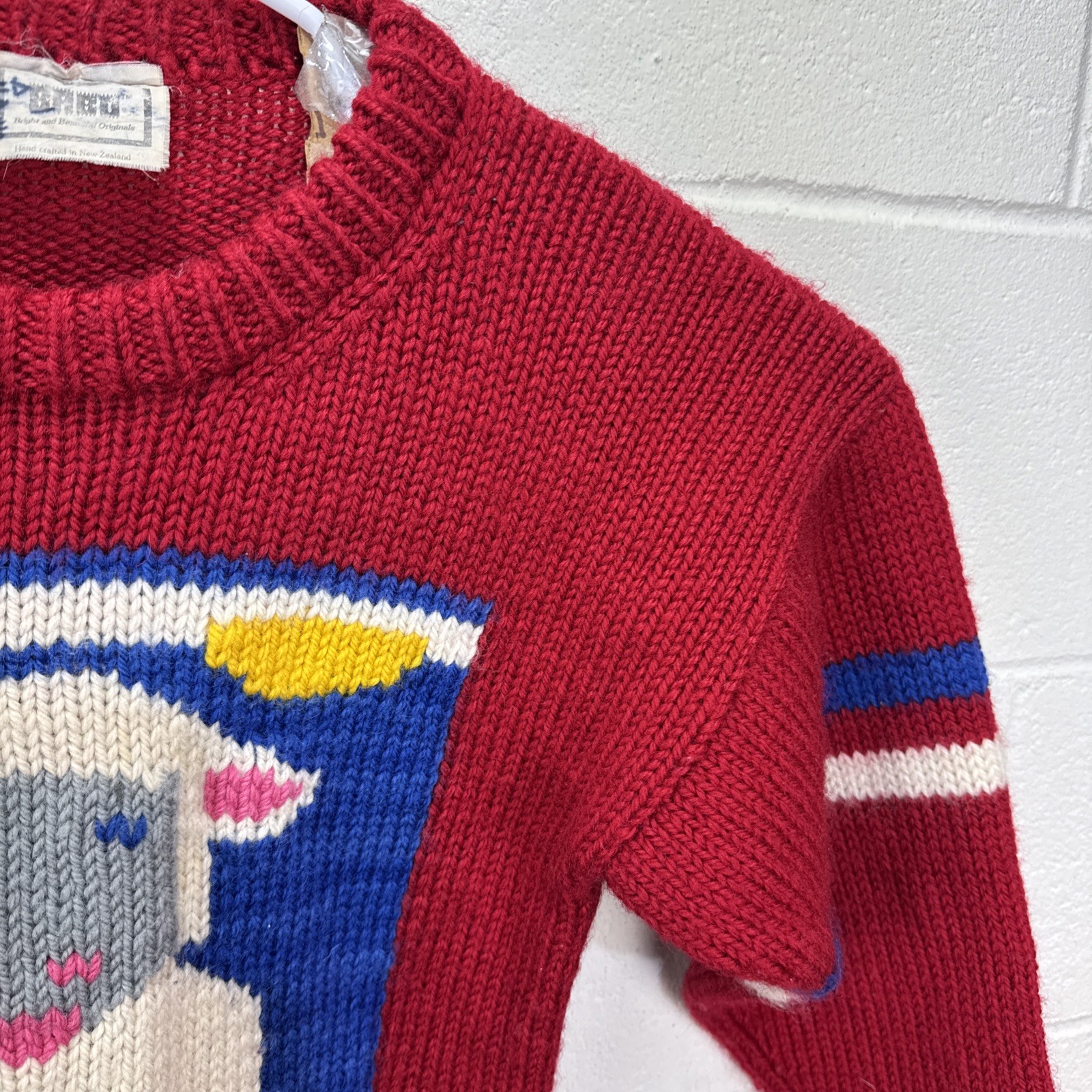Vintage BABO 100% Wool Sweater Sheep Graphic Hand Crafted New Zealand Sz S