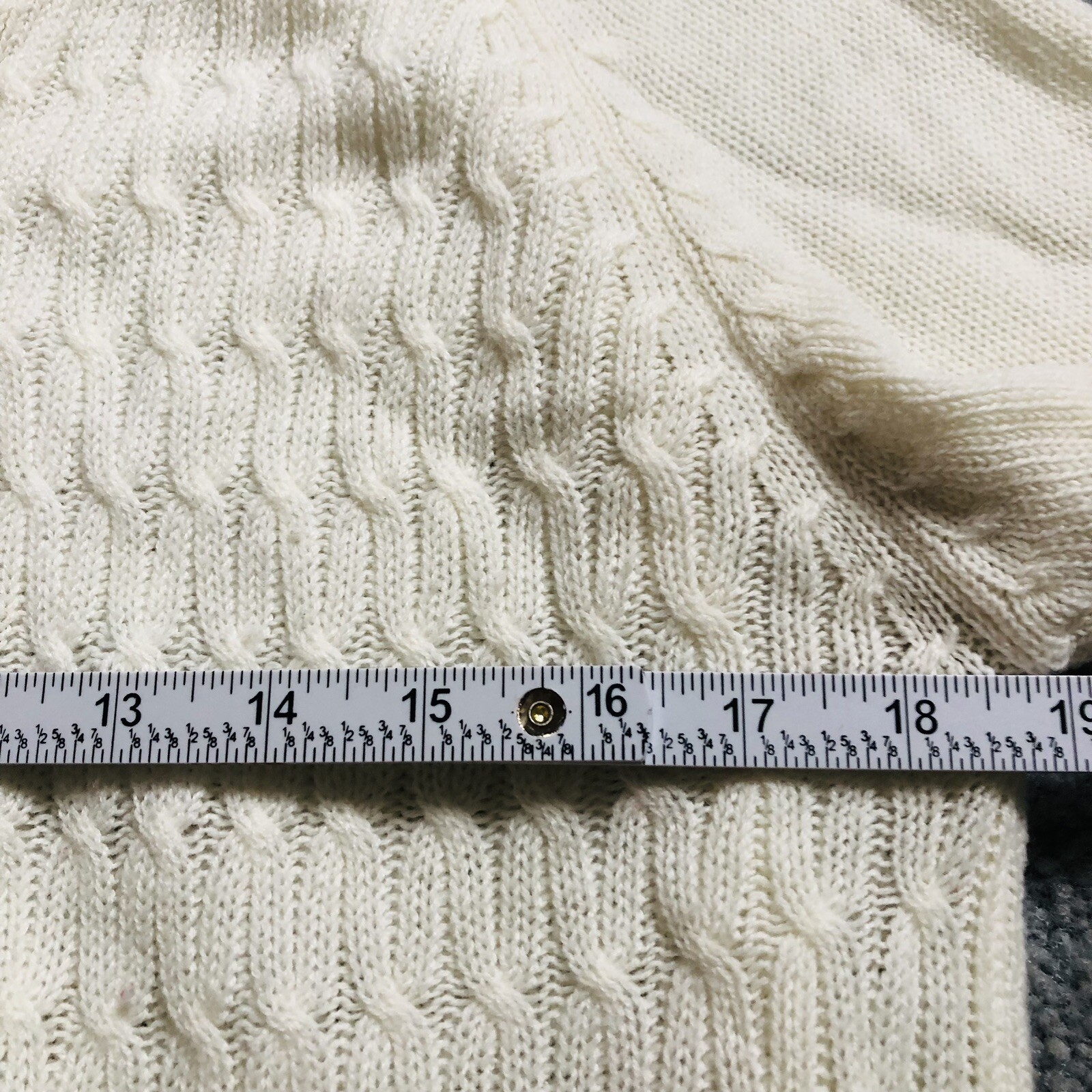 Vtg 90s Handmade Textured Knit Cardigan Women’s M White Buttons Coastal Cottage