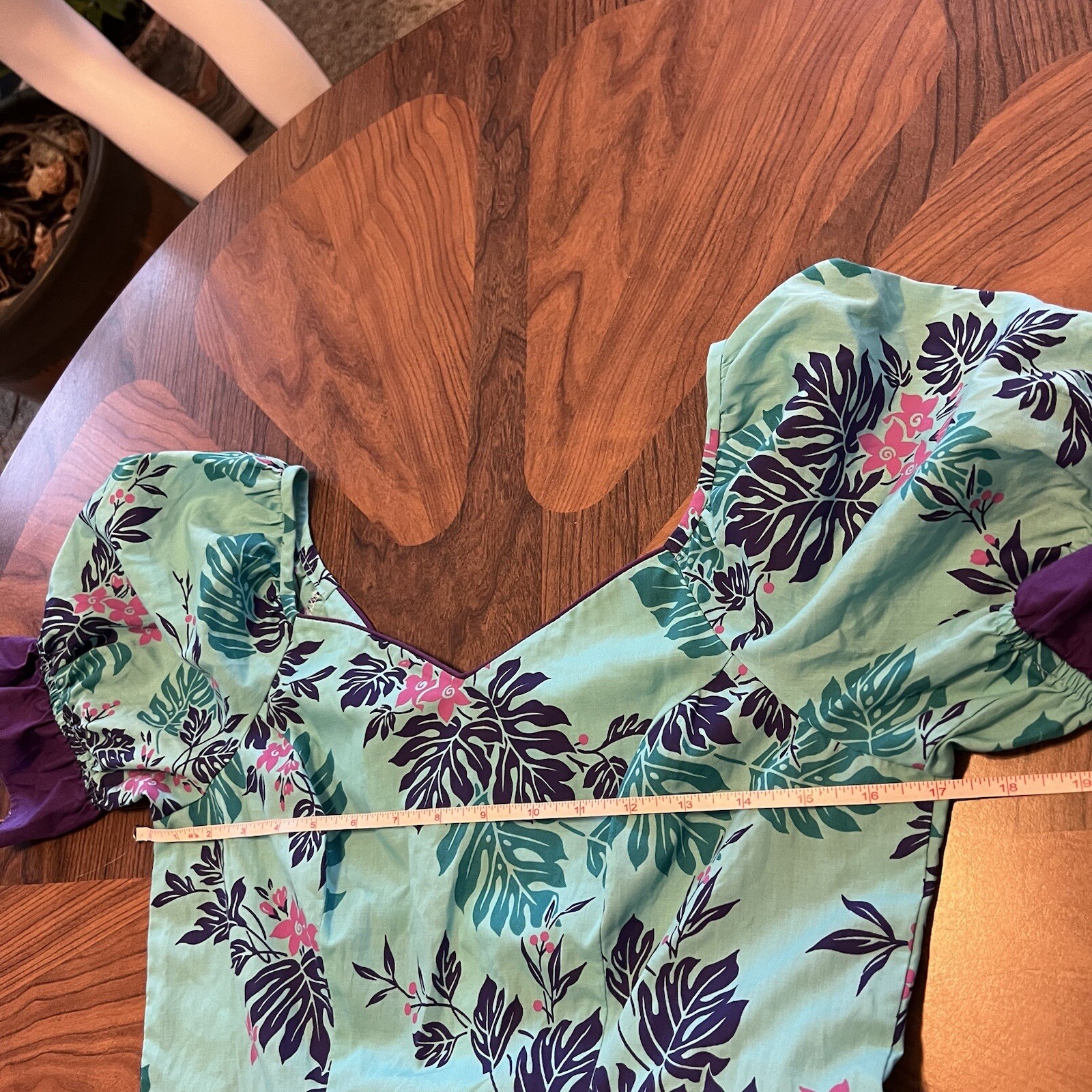 Vintage Naupaka Hawaii 1980s Ruffle Blue Purple Plant Monstera Tropical Womens 9