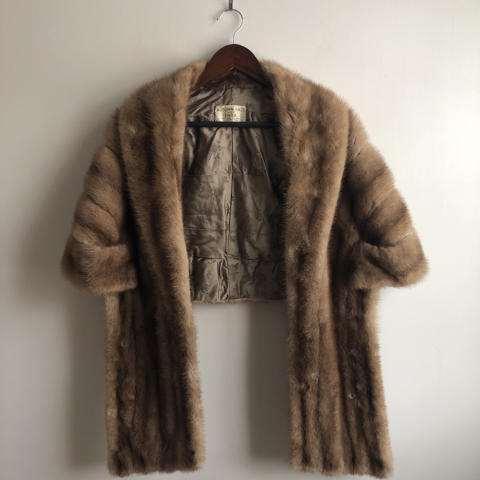 Vintage Autumn Haze Emba Natural Brown Mutation Mink Arm Slits Fully Lined Mint