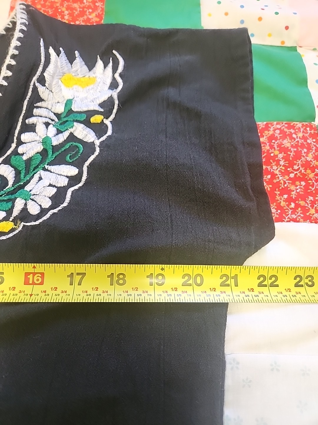 Vtg 70s Embroidered Ethnic Mexican Peasant Dress Boho Tunic L Black Lotus Resort