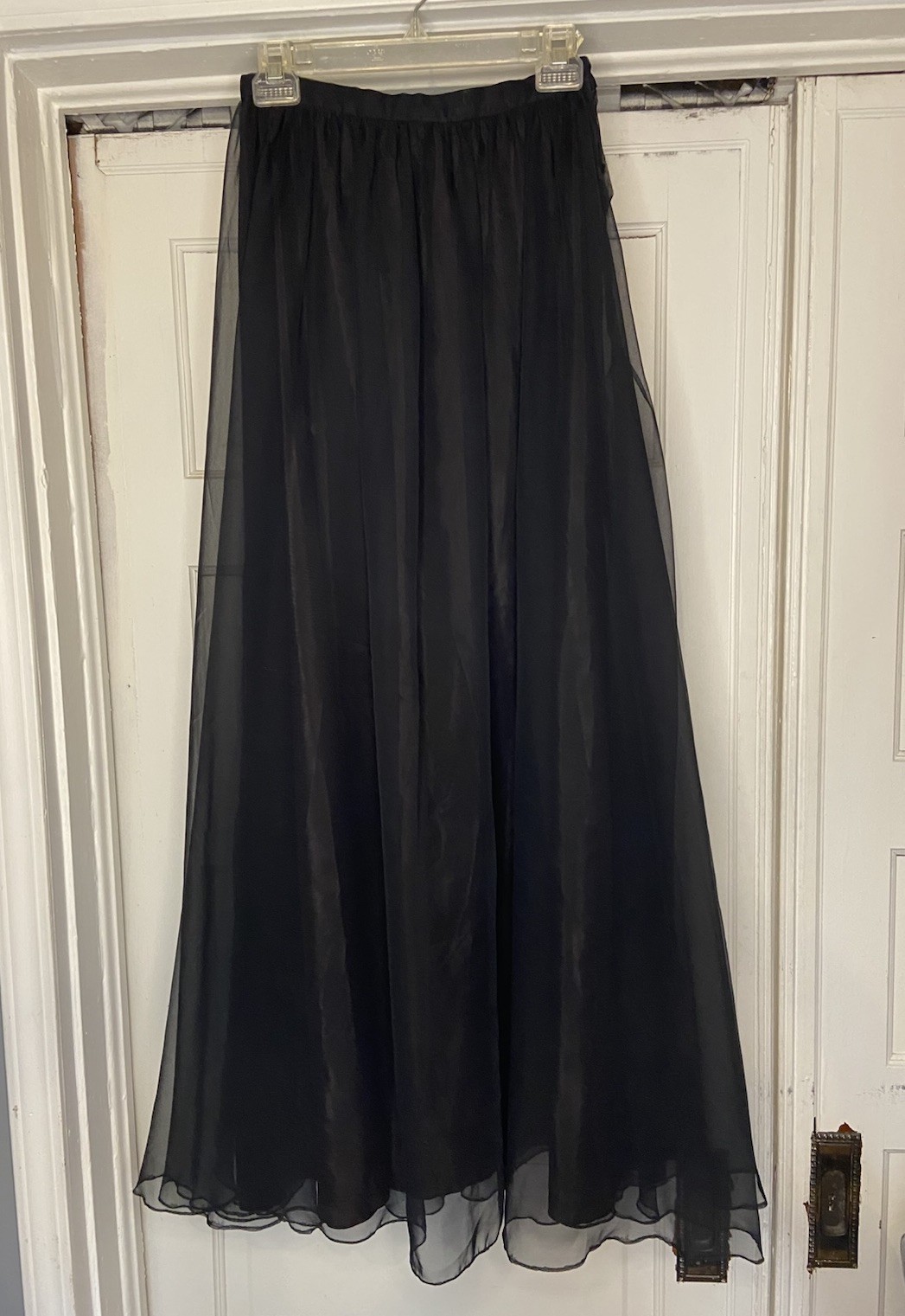 Vtg Late 60s Nelly de Grab Silk Organza Floor Length Hostess Skirt 26” Waist