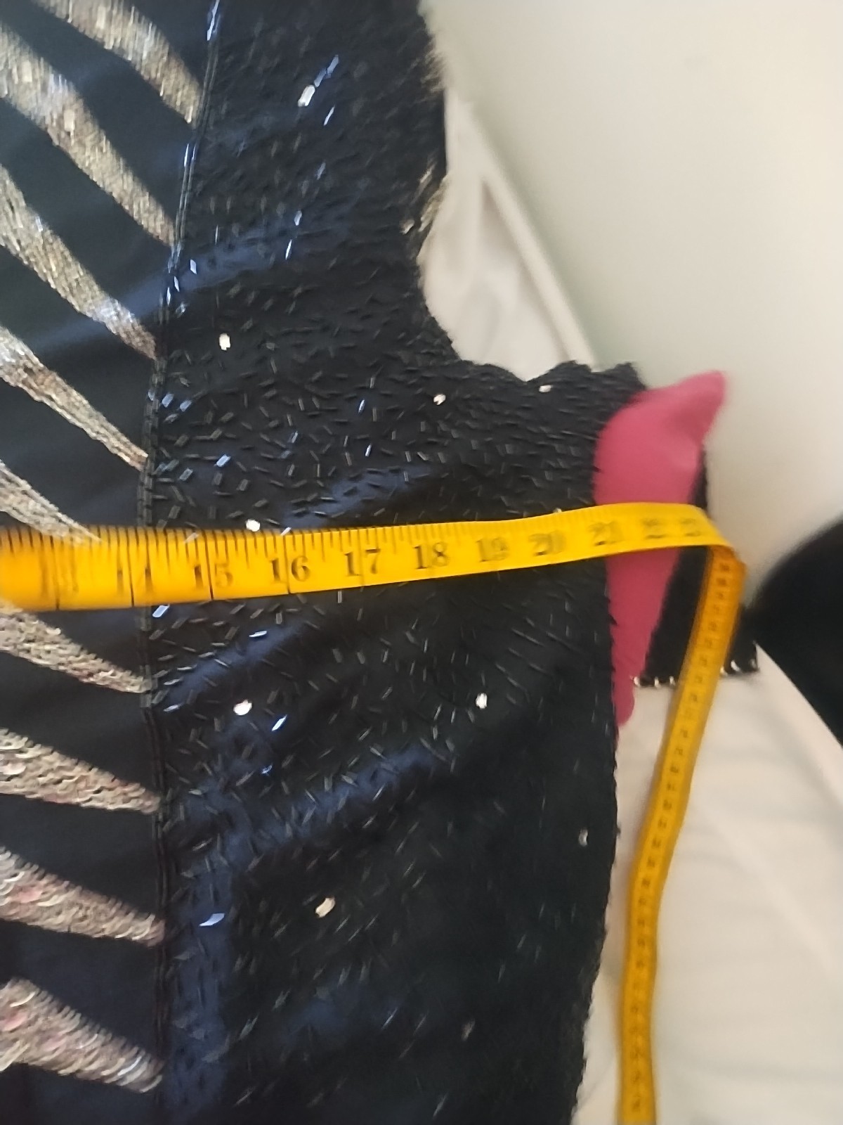 Vintage Oleg Cassini Black and Silver Beaded Cocktail Blouse Silk