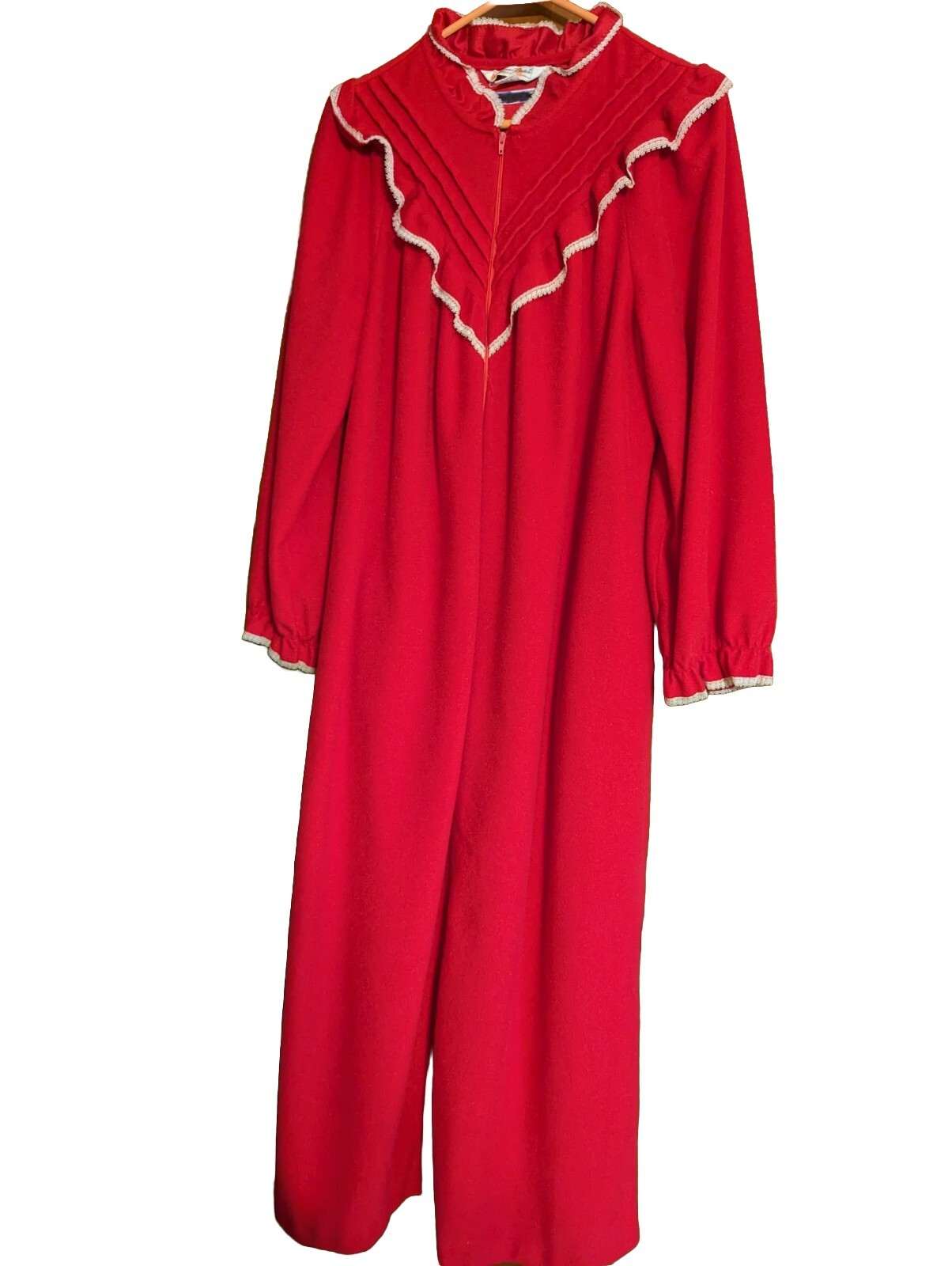 VTG Famous Bodies Women’s Large Lace Red House Robe Made In The USA