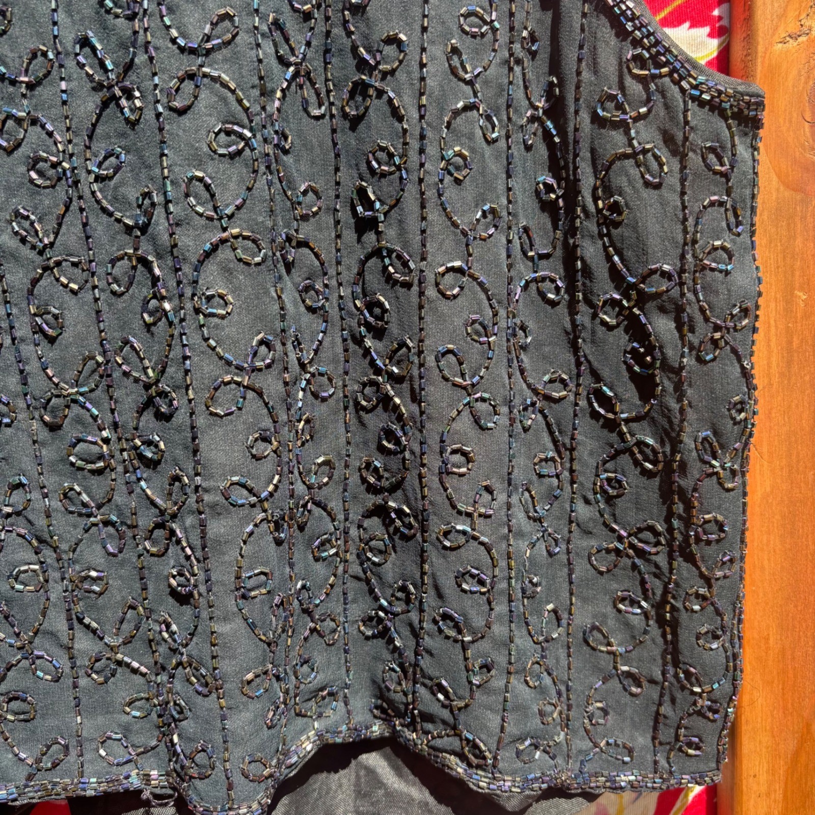 Vintage 90’s 100% Silk Beaded Whimsigoth Western Glam Oversized Vest