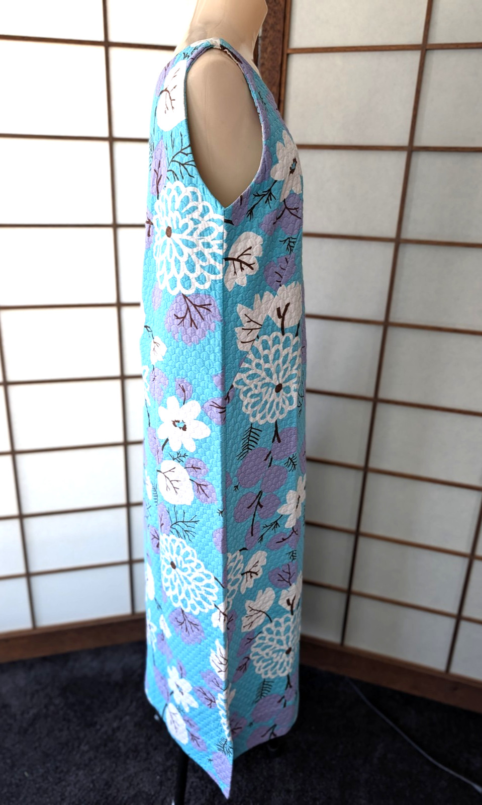 Vtg Sears Hawaiian Fashions 1970s Maxi Hawaiian Dress Muu Muu Quilted XL XXL