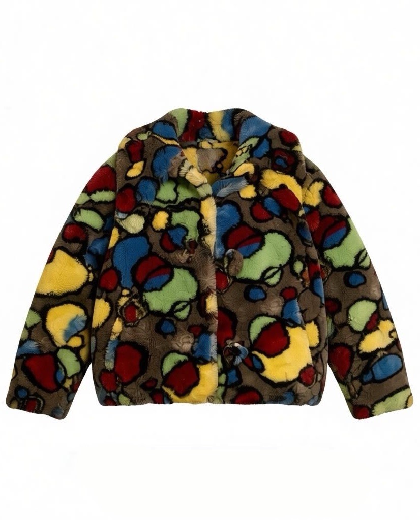 THIERRY MUGLER 1985 Faux Fun Fur Coat Jacket Sz 42 Runway Editorial VINTAGE RARE