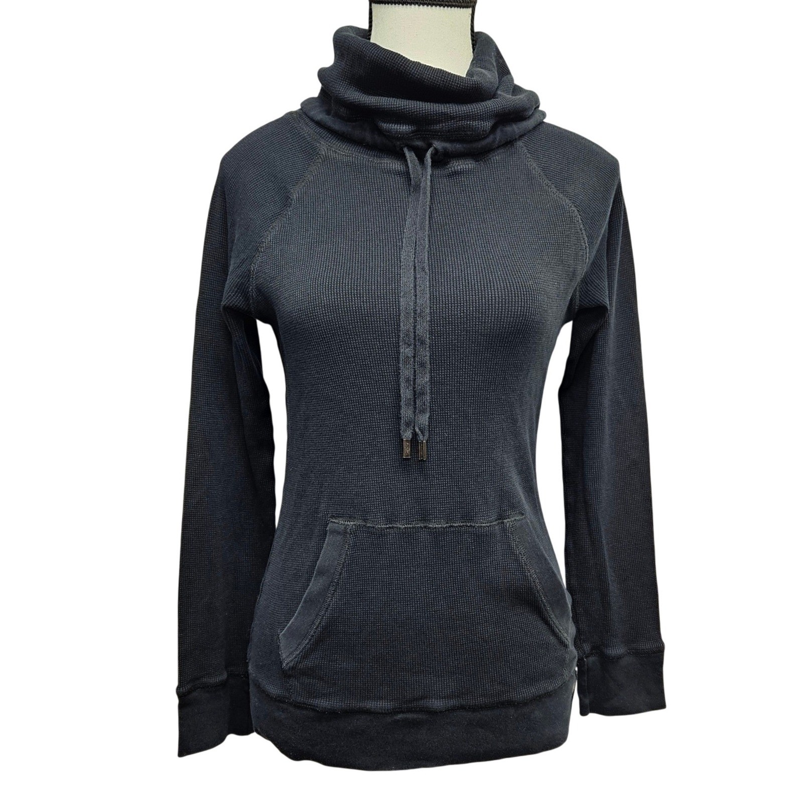 Vintage Lauren Ralph Lauren Green Label 100% Cotton Cowl Neck Hoodie Black Sz M