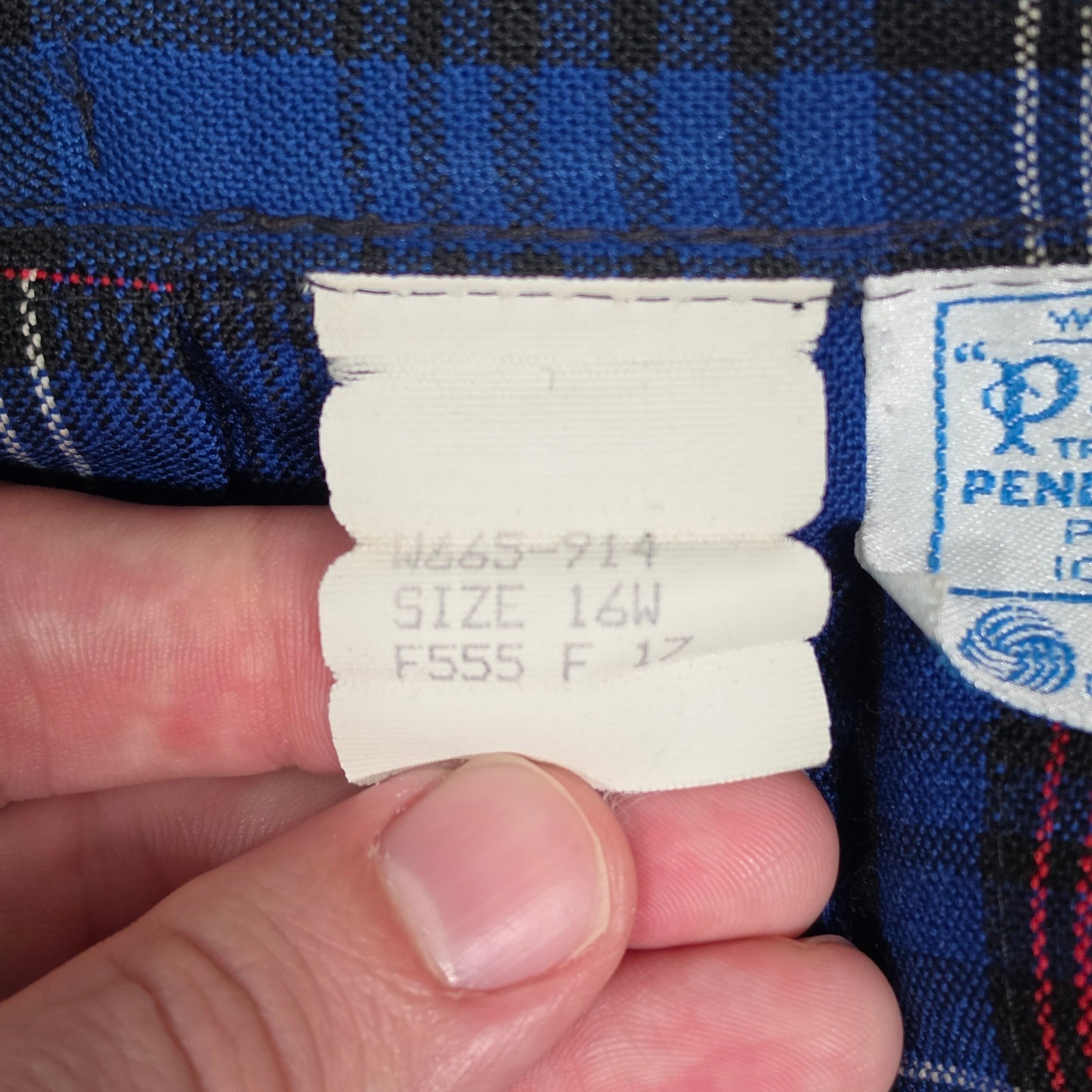 Pendleton Vintage Wool Plaid Pleated Midi Skirt Blue Red Size 16W Made in USA