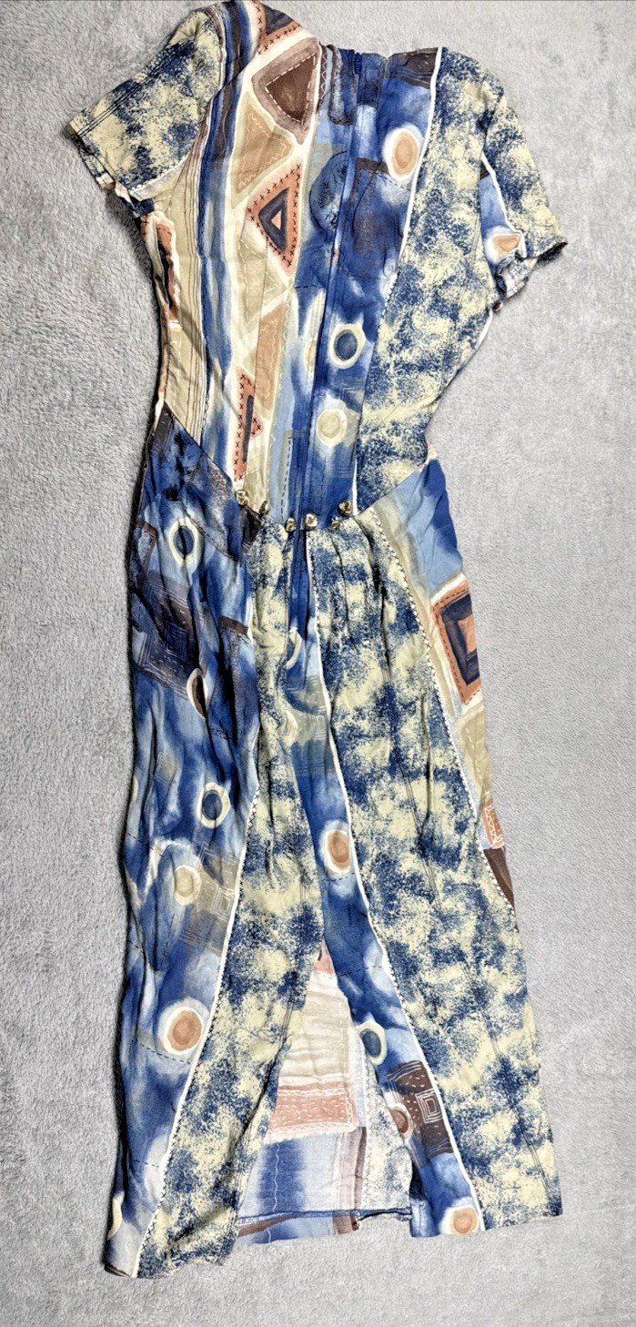 Vintage 80’s Betsy’s Place Women’s Multi-Print Fabrics Midi Dress Size 5/6