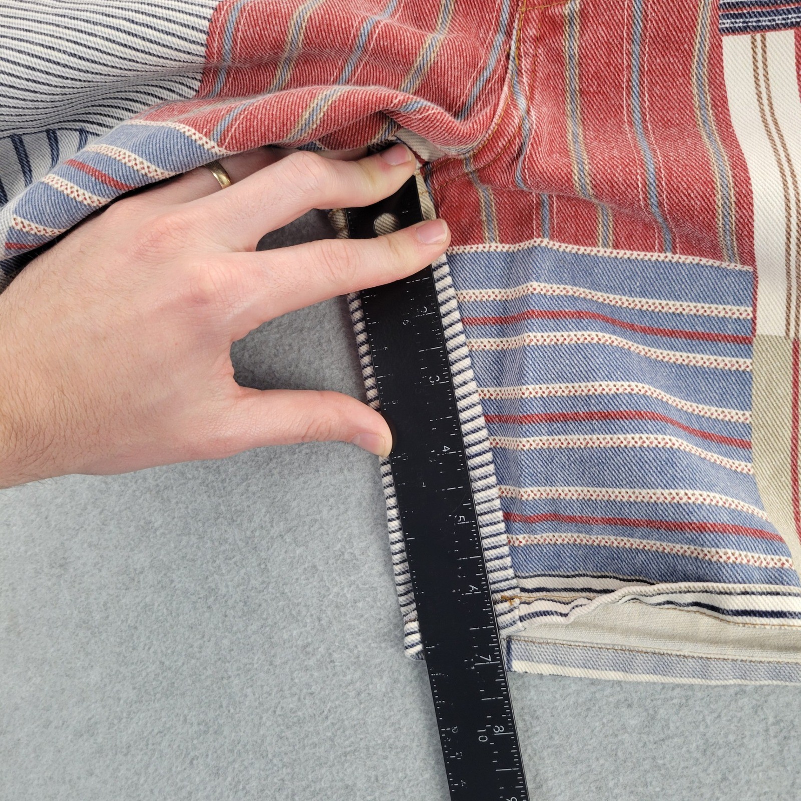 Made In The Shade Patchwork Shorts Womens 11 Multicolor Striped High Rise VTG