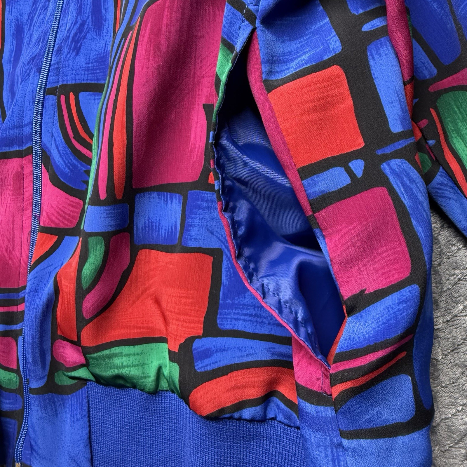 NEW Street Smart By Teddi Bomber Jacket XL VTG Abstract Art Multicolor 80s 90s