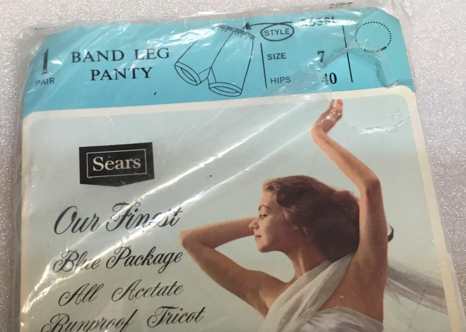 VTG NOS SEARS Band Leg Panty Acetate Runproof Tricot Women’s Size 7 Hips 39-40