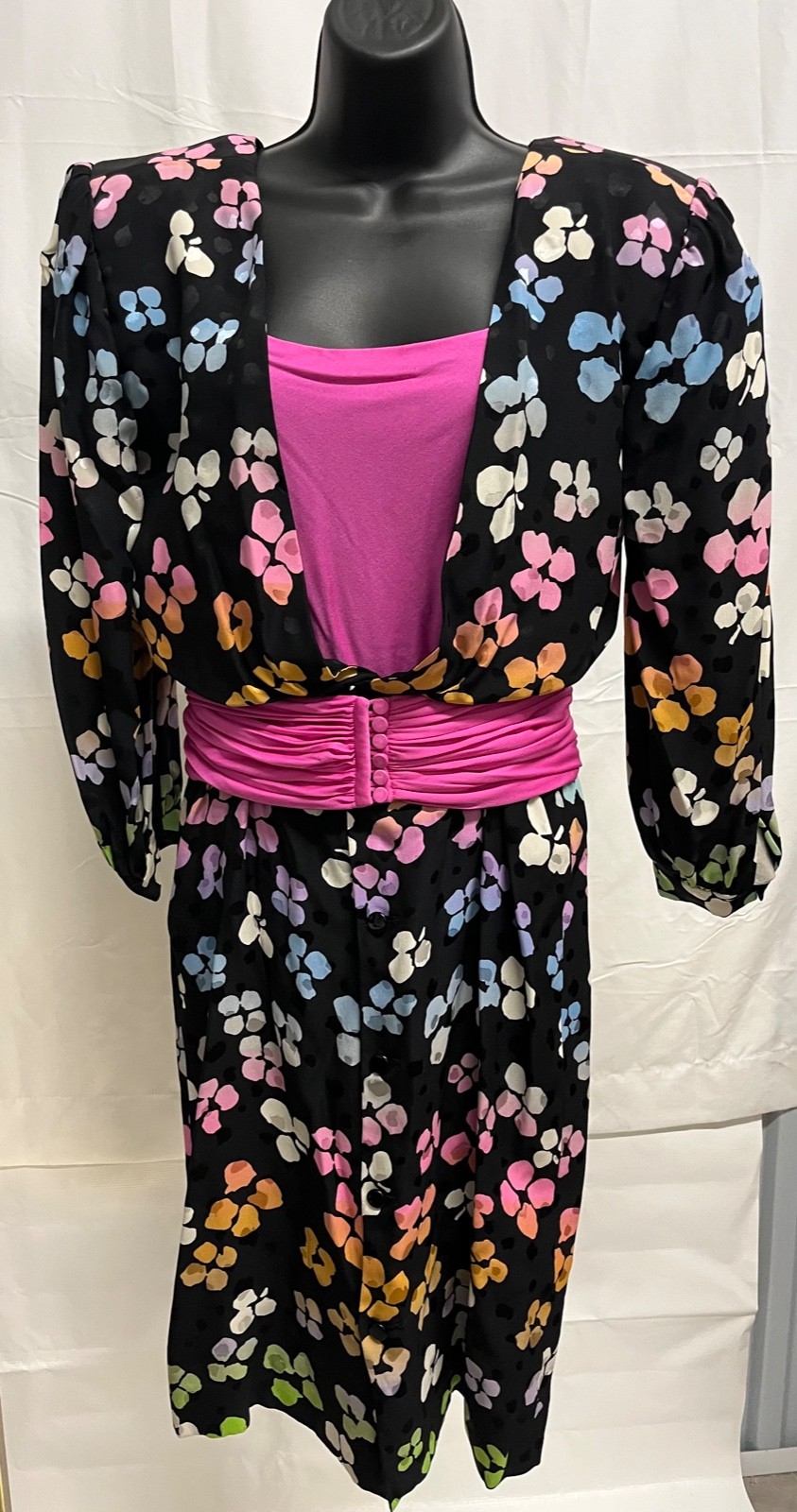 Unique & Versatile Vintage 1980s VALENTINO NIGHT multicolor Silk Dress M