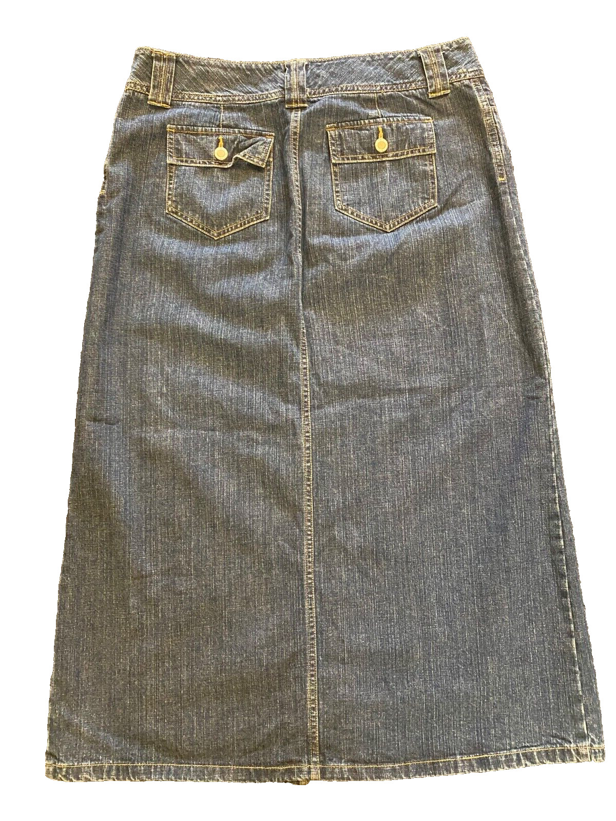 Vintage Faded Glory Authentic Wear Blue Denim Carpenter Maxi Skirt Size 12