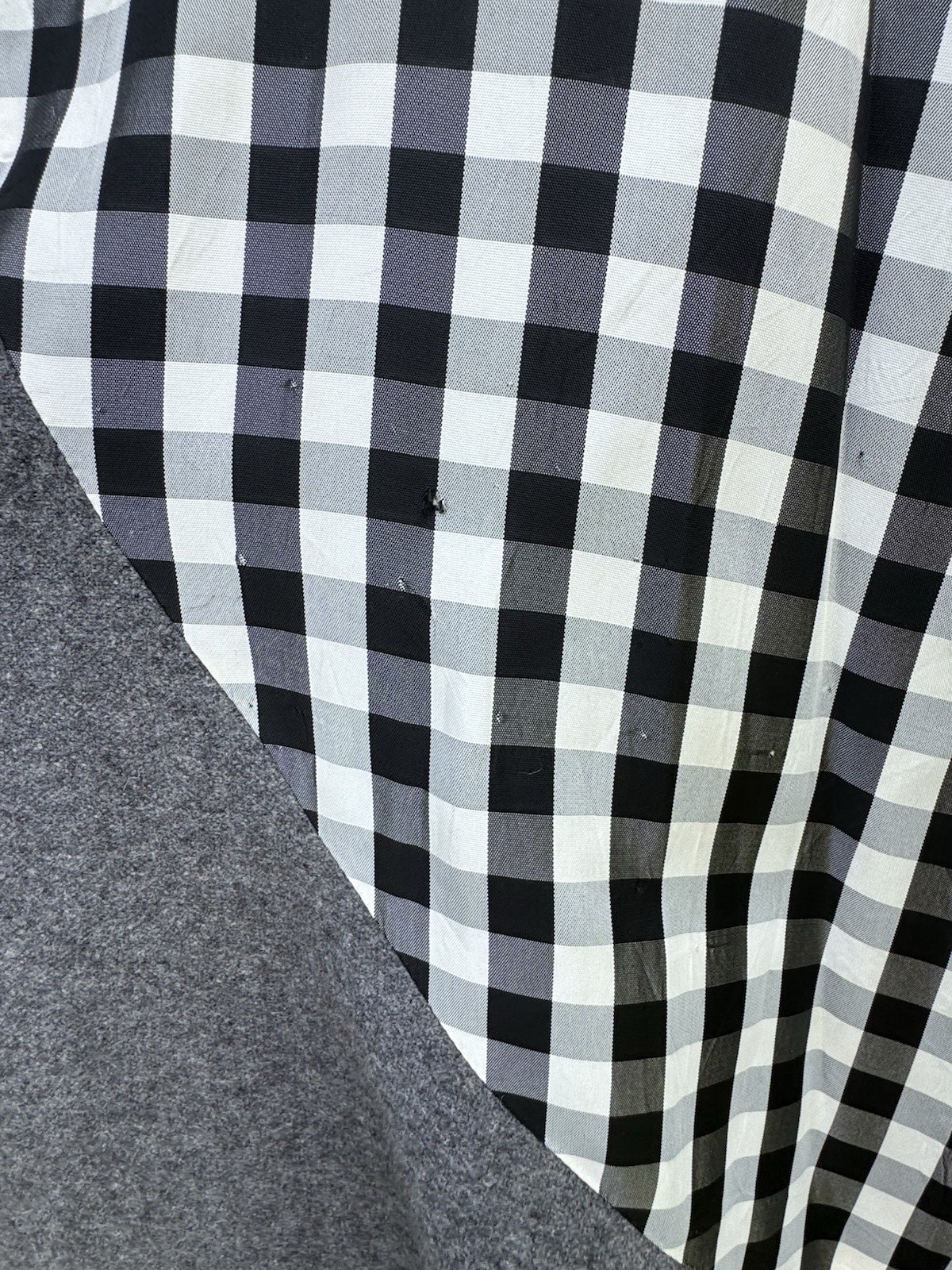 Vintage 70’s ARTBRO Black & White Plaid Check Gray Wool Patchwork Maxi Skirt Sml