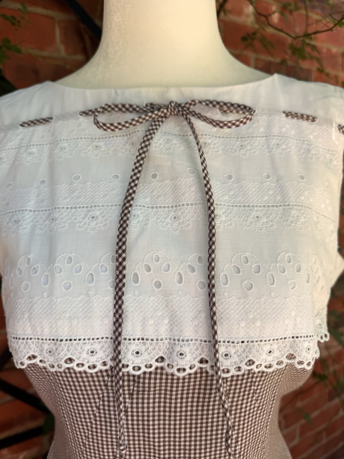 Darling Vintage 1950s Brown Gingham Wiggle Dress Size S