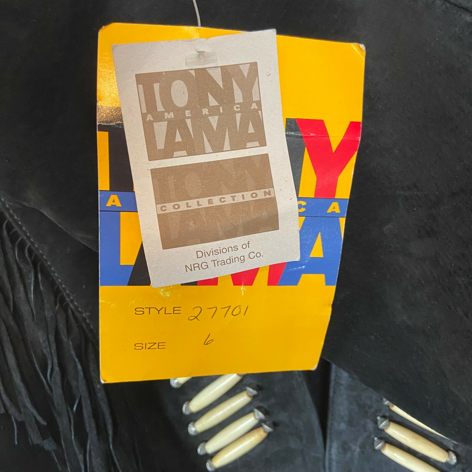Tony Lama Jacket Women SZ 6 Western Rodeo New USA Deadstock Black Fringe Vintage