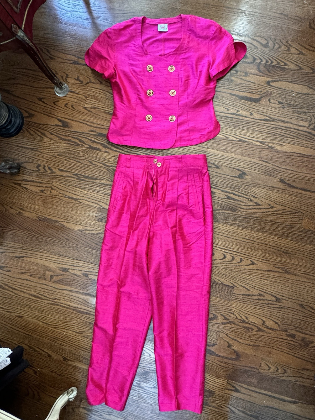 Vintage Mondi blouse and pants set germany/portugal 38 hot pink(ish)