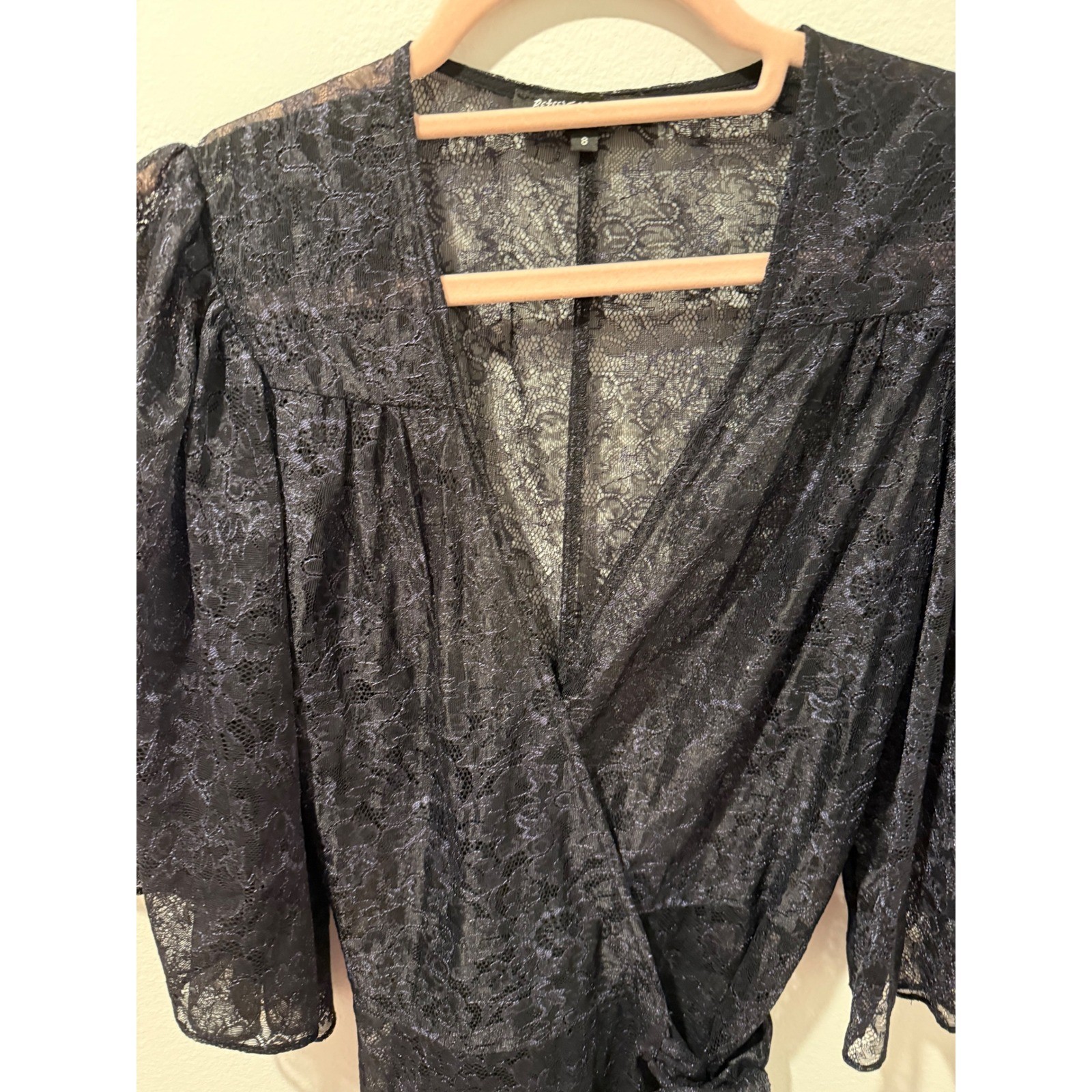 Vintage Y2K Betsey Johnson New York Black Lace Sheer Wrap Dress