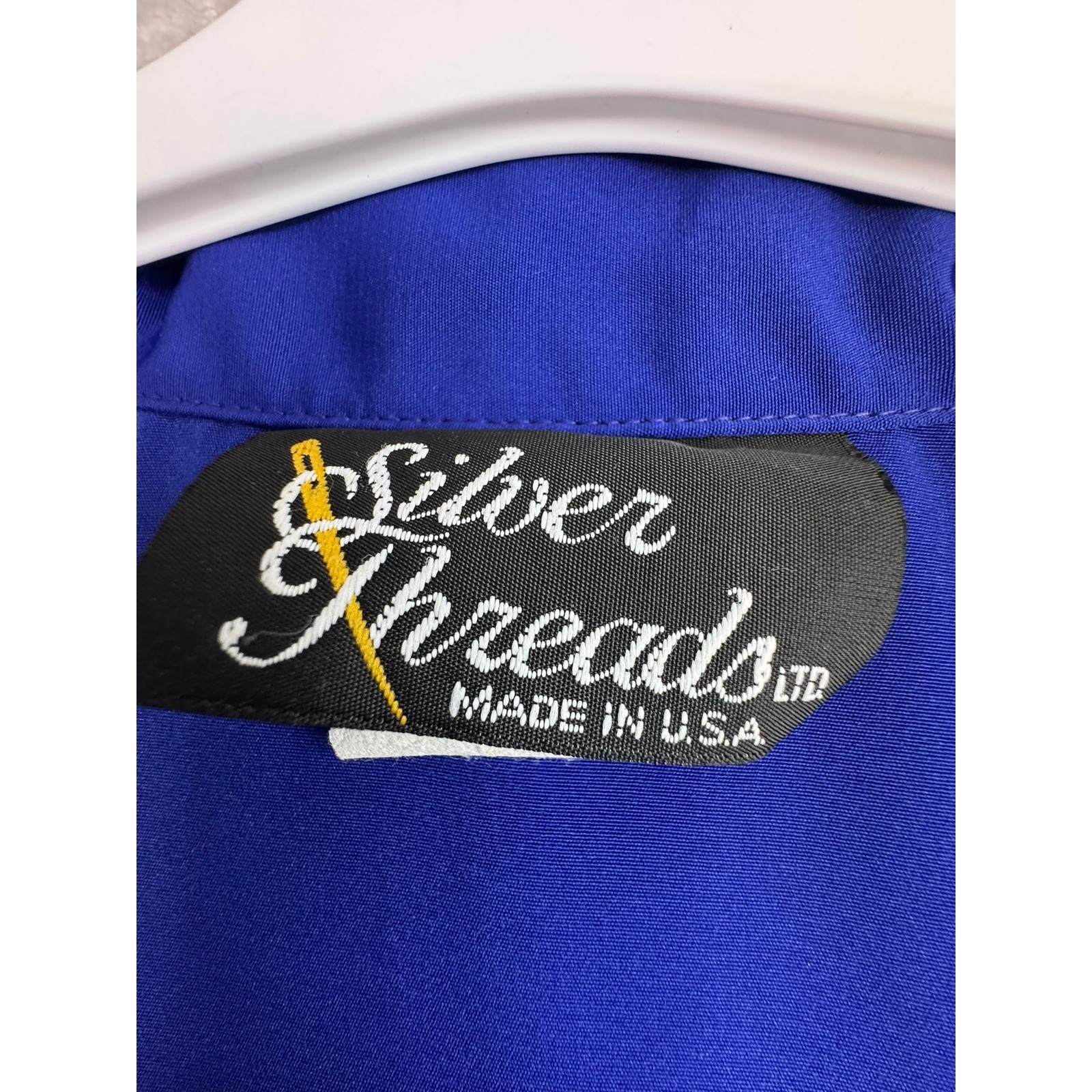 Silver Threads Ltd Vintage 90s Geometric Windbreaker Jacket Blue XL Made in USA