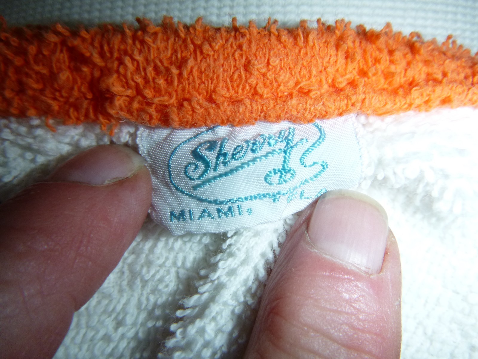 Vtg 60s Sherry of Miami Cotton Terry Sundress Beach Cover MOD Orange Tree Sz S