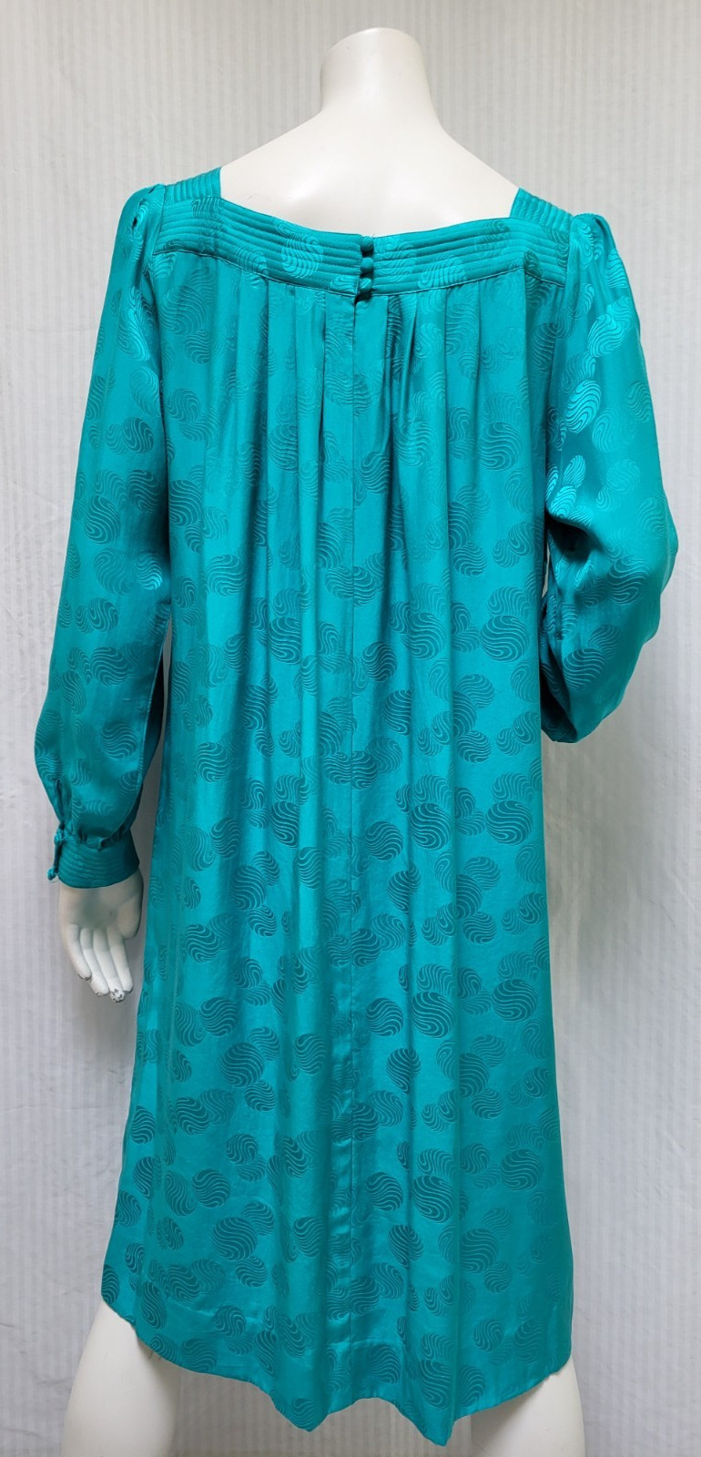 Vintage 1980’s MURRAY MEISNER 100% Silk Turquoise Shift Dress – Size L/XL