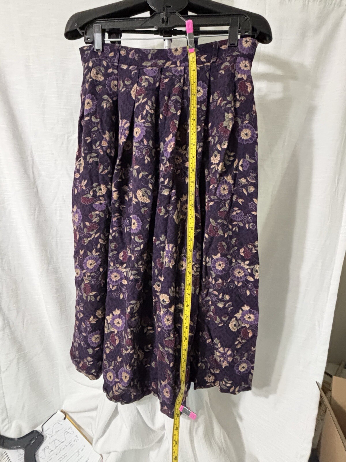 Y2K Boho Cottagecore Purple Flowers Rayon maxi Sag Harbor Skirt Women’s L