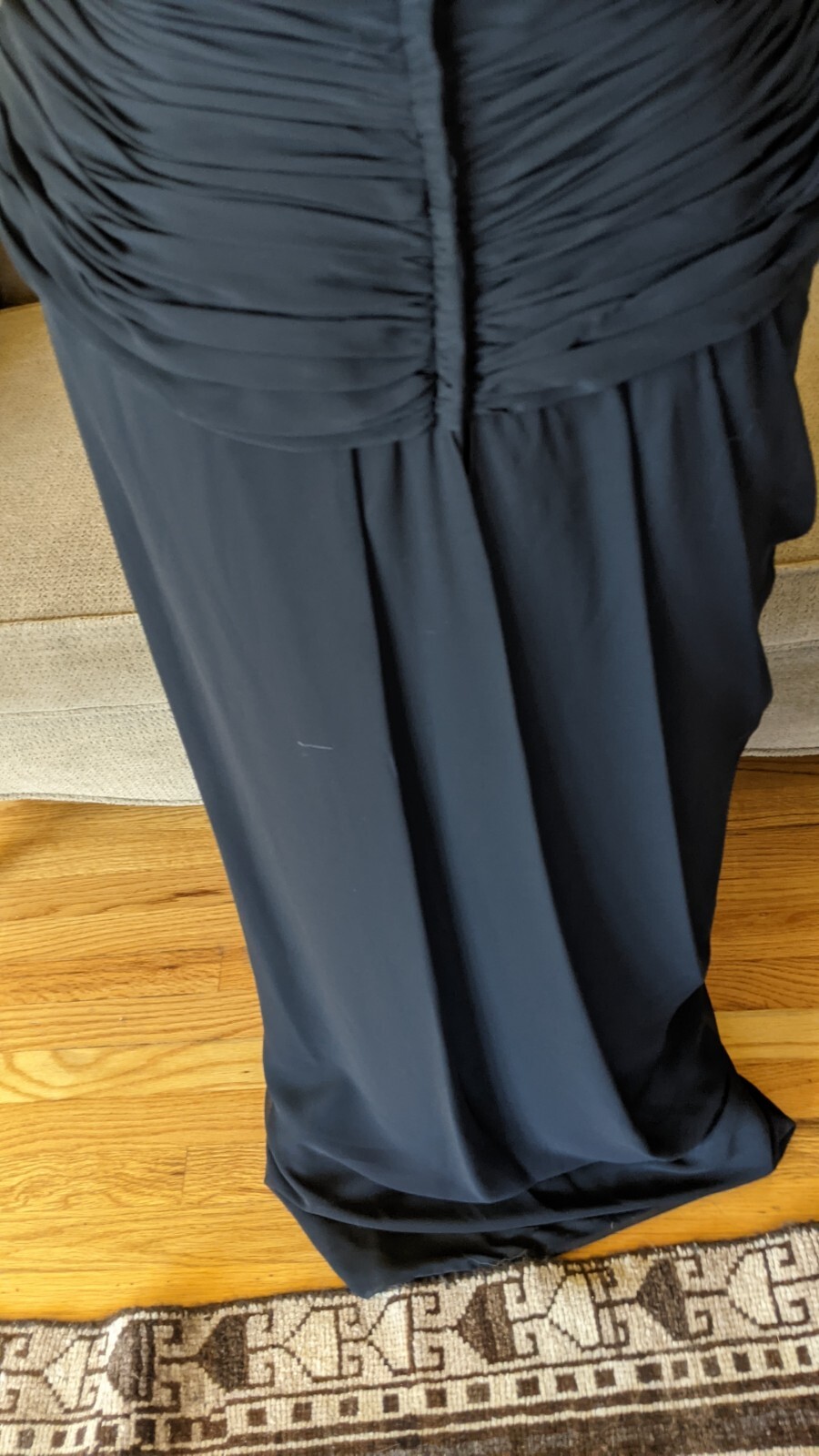 Vintage Victor Costas Neiman Marcus Black Strapless Ruched Silk Organza Dress