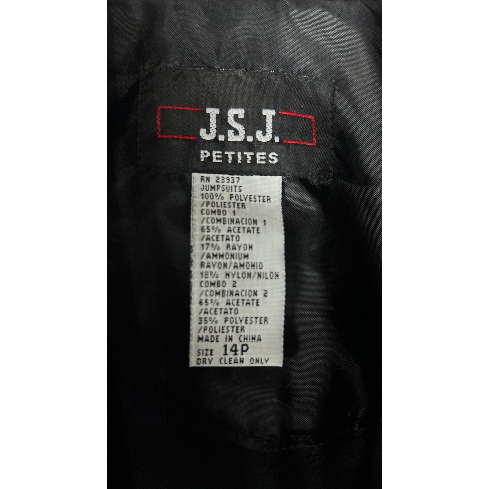 Vintage J.S.J. Jumpsuit Women’s 14P Black Metallic Burnout Velvet Shawl Collar