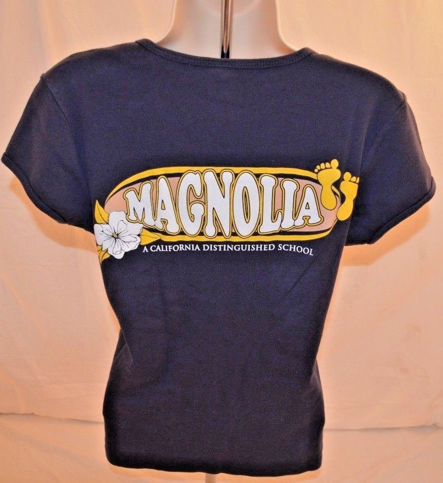 VTG 90s T-Shirt V Neck Magnolia Lions School Retro Black Womans L Made in USA