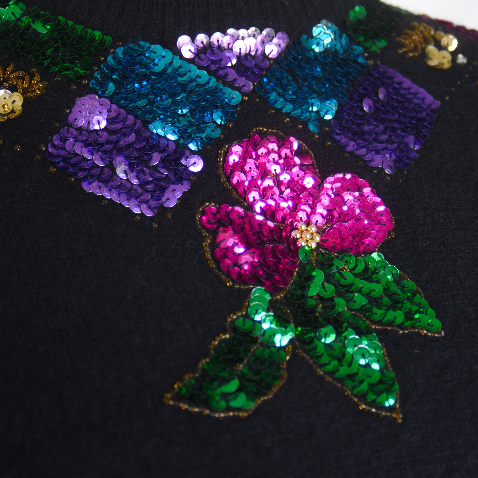 Vintage 80’s Sequin Angora & Lambswool Soft Black Sweater by In Charge Size Med