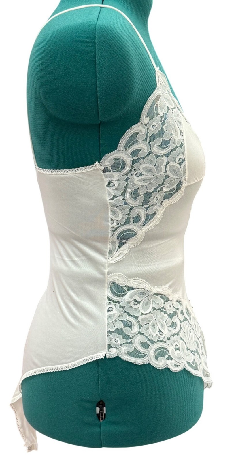 Vintage Slip Interludes by CIRA White Lace Satin Teddy Bodysuit Lingerie Medium