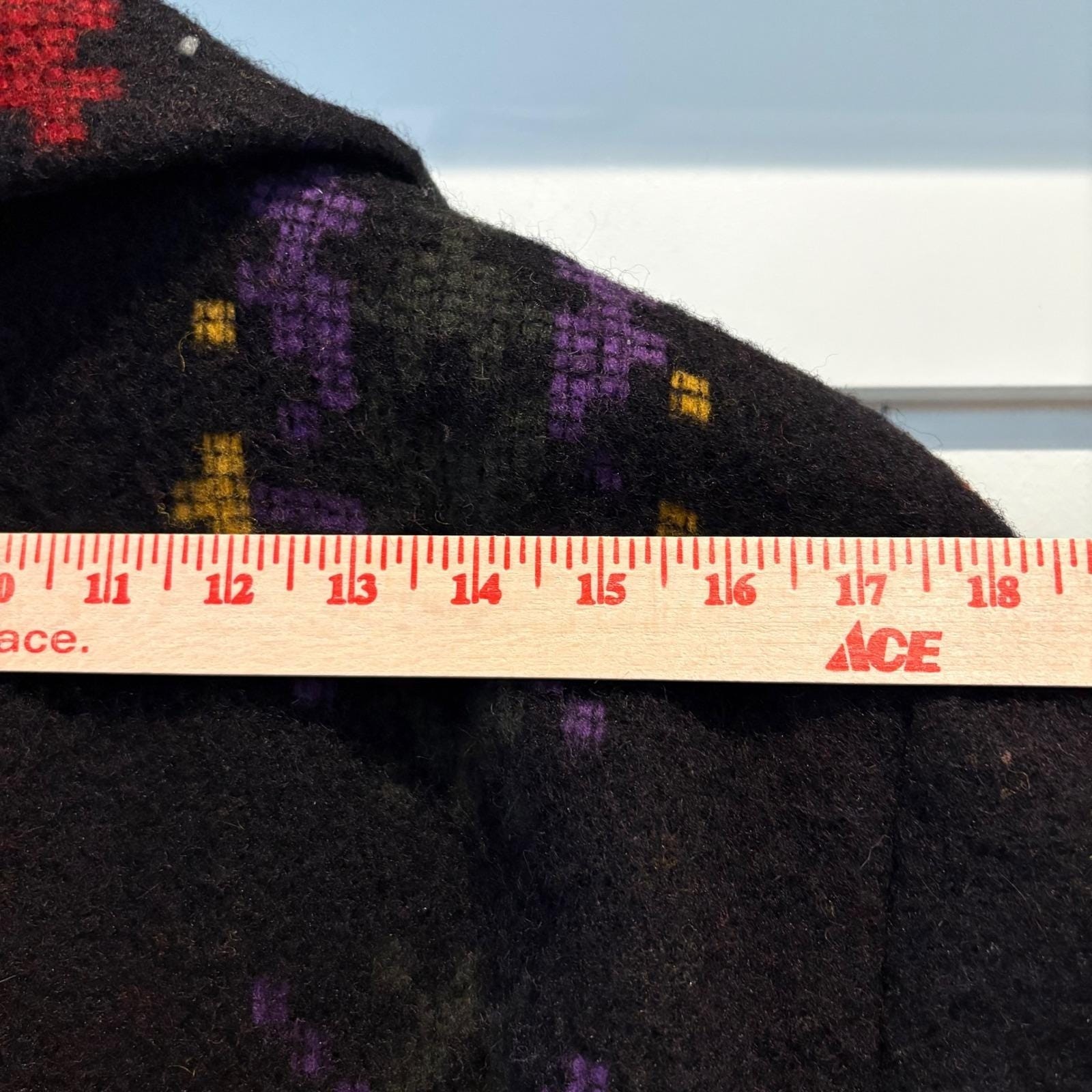 Vtg Doncaster Wool Blend Coat Women 8 Black Southwest Concho Fringe Aztec Navajo