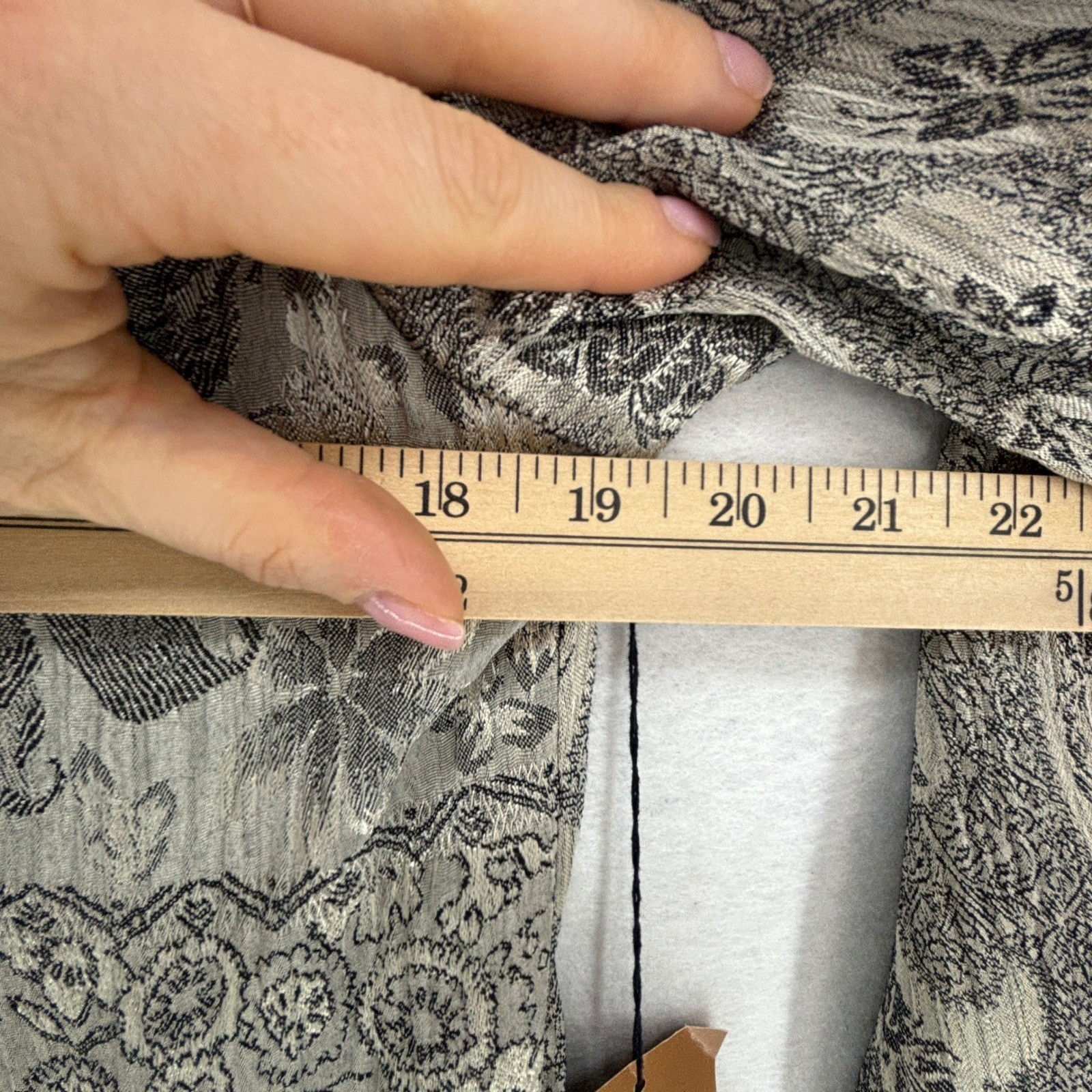 Vintage 90s Carole Little Pant Set Womens 8 Grey Jacquard Floral Two Piece Boho