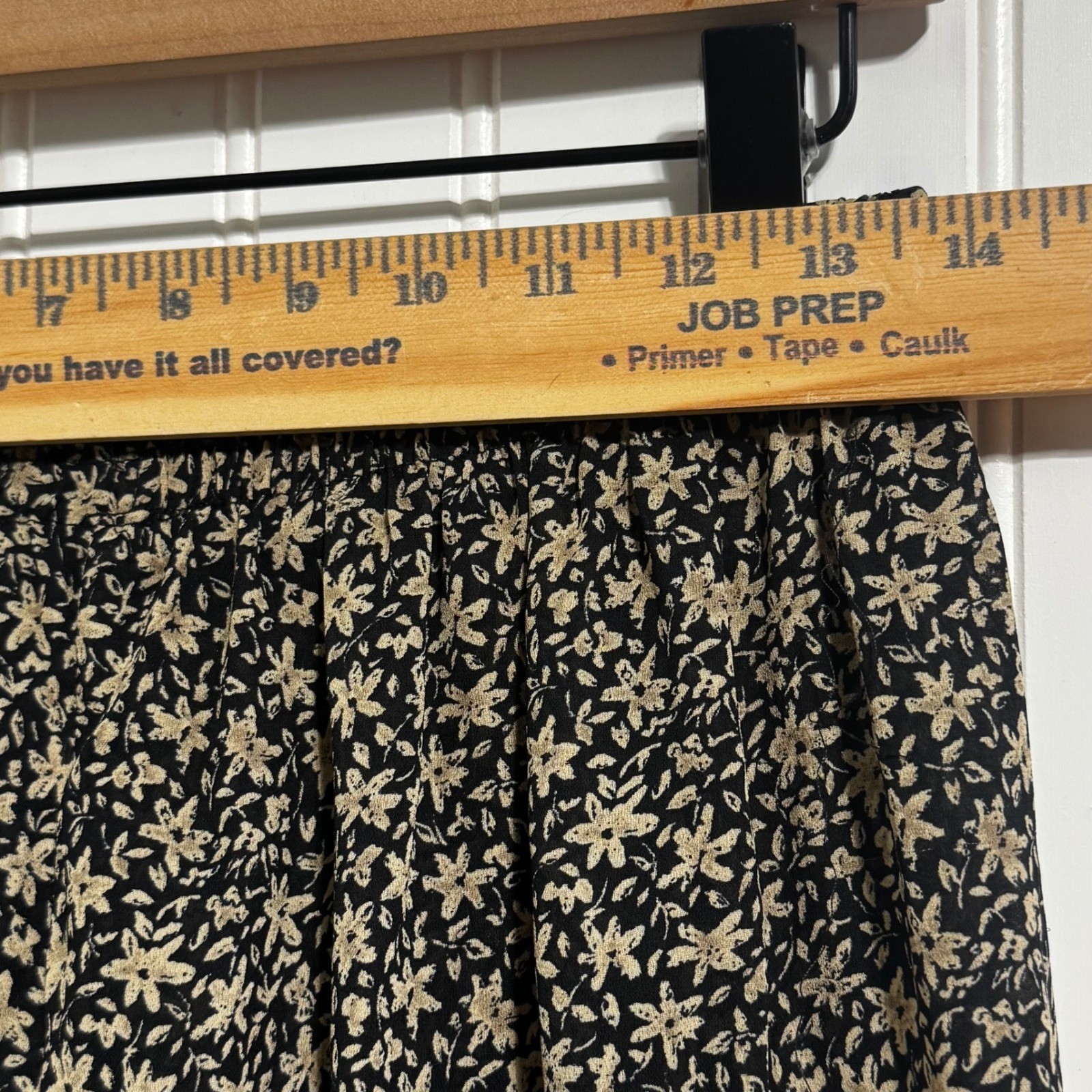 Elisse Vintage Womens 11/12 Palazzo Pants Floral Polyester Black Whimsigoth 90s