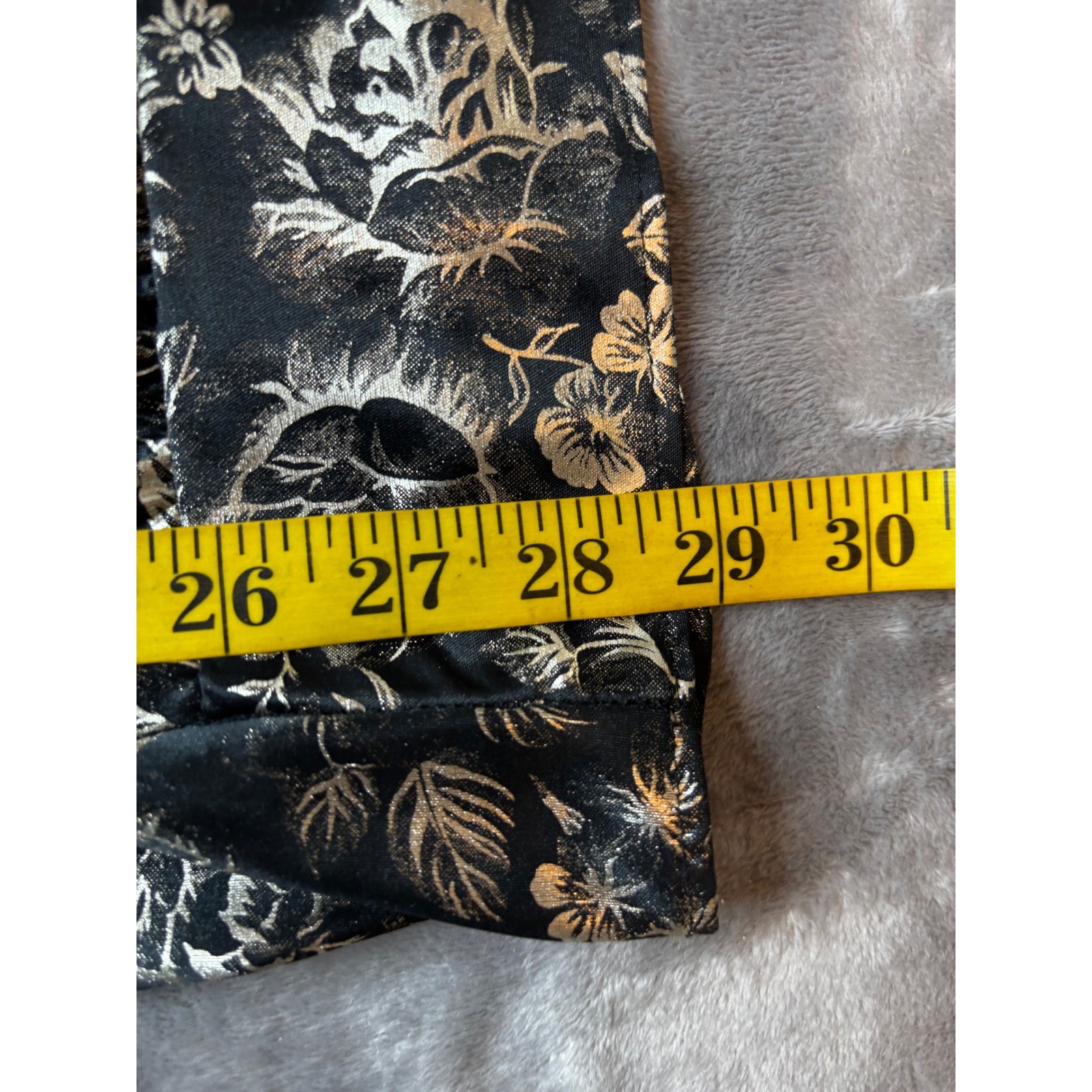 Vintage Gossip Metallic Floral Tunic and Pants Set Black Gold Silver 16W