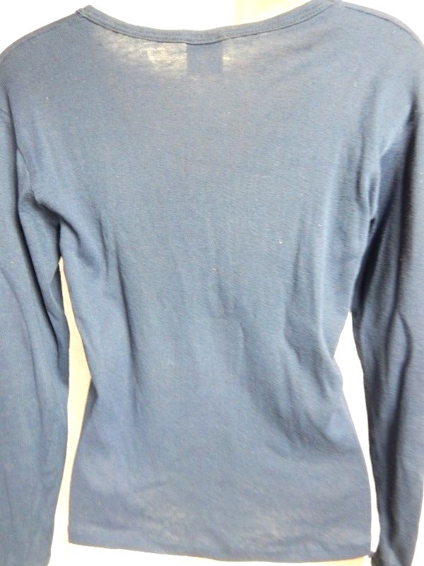 Vintage USA Sportique Navy Sport Thin Tee Shirt Blouse Northern Soul Mod Boho M