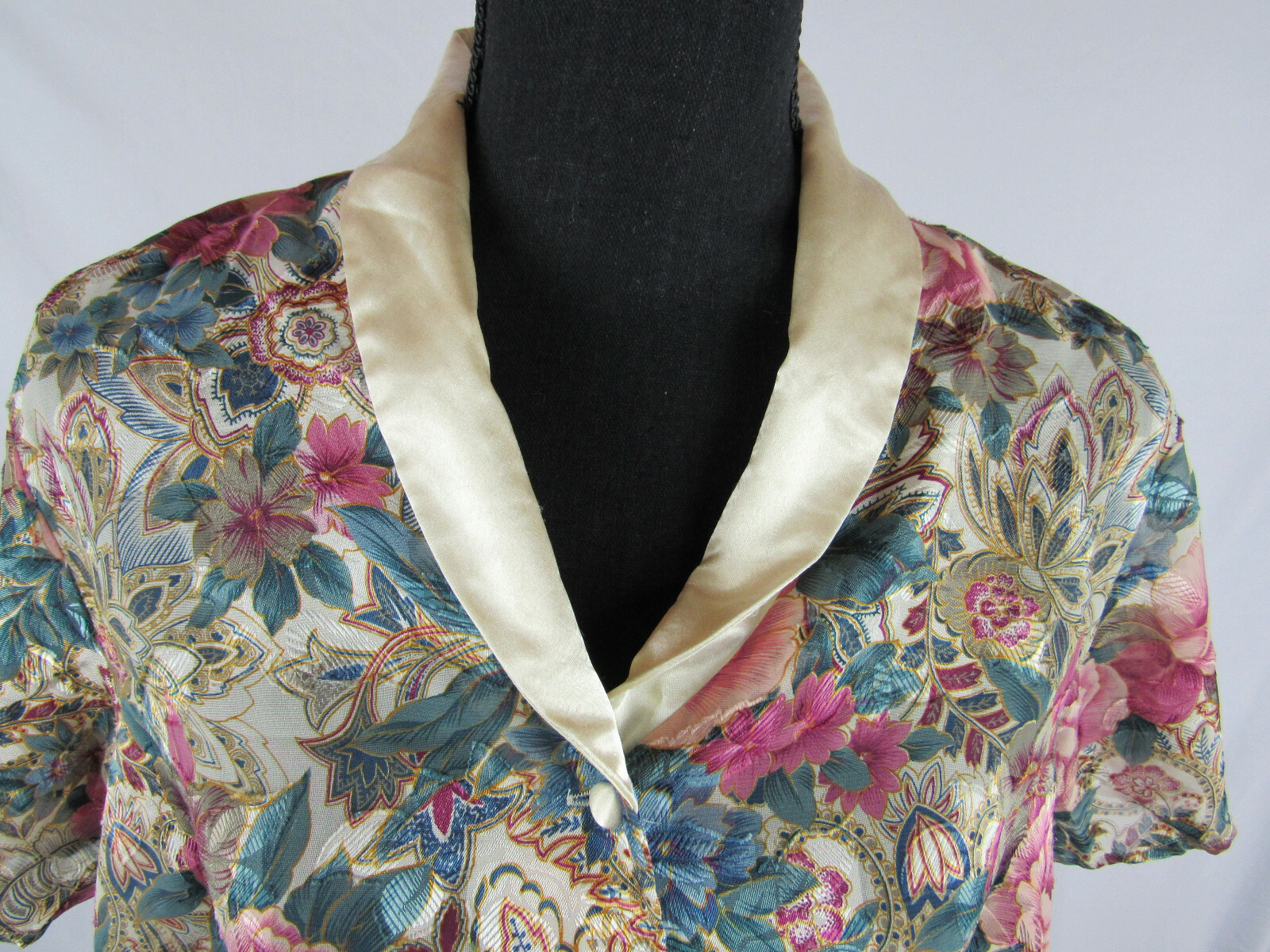 Victorias Secret Lingerie Sz S Gold Label Floral See Through Thru Blouse Vintage