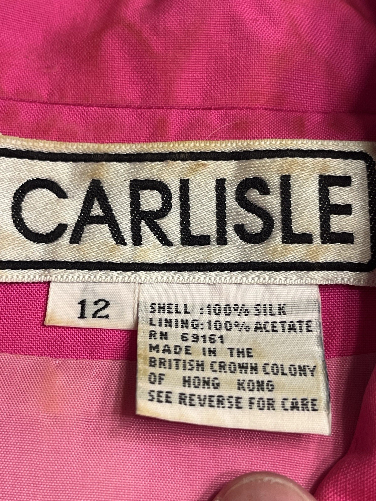 Vtg 1980’s Carlisle 100% Silk Gold Button Shirt Sz 12