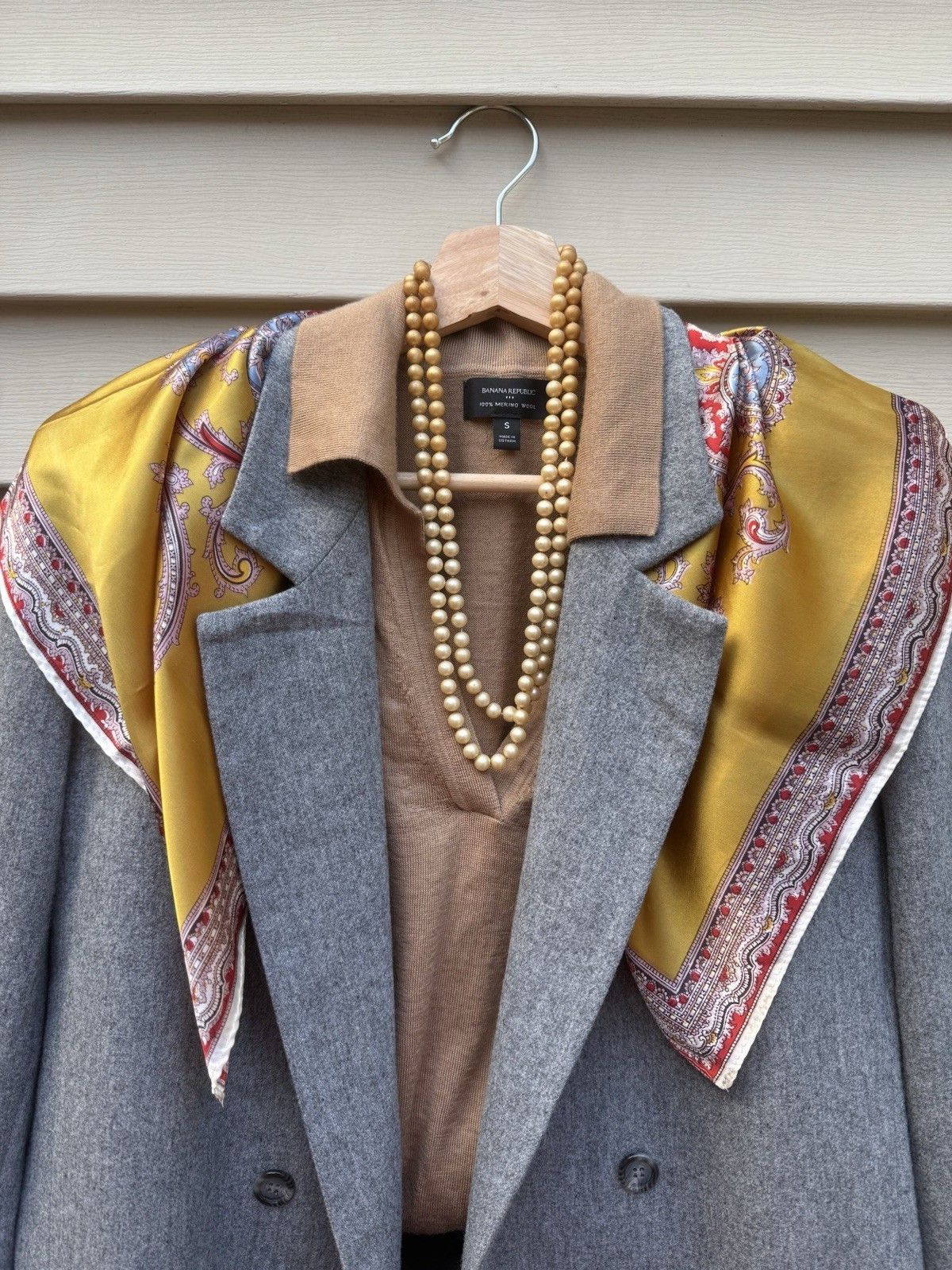 Vintage Saville Wool Blazer Jacket size 10 Grey Double Breasted Womens