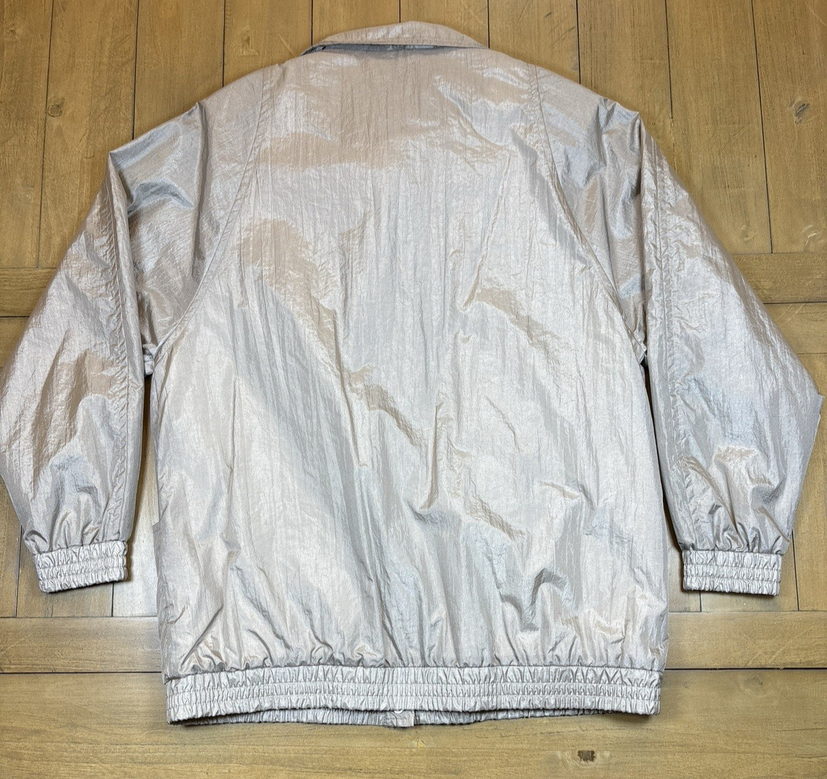 Haband 80s Metallic Windbreaker Womens Lightweight Snap Jacket L Gorpcore Sporty