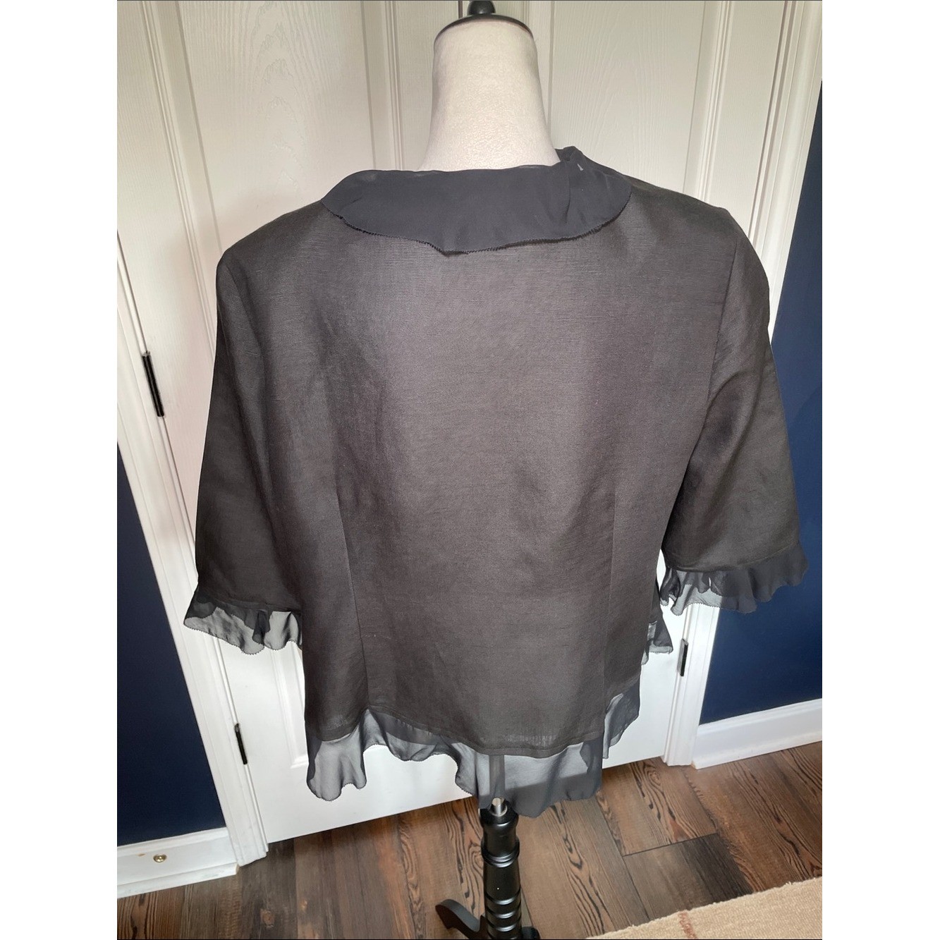 NWT VTG Emma James Black Sheer Ruffle Jacket Whimsigoth Fairy Size 20W Petite