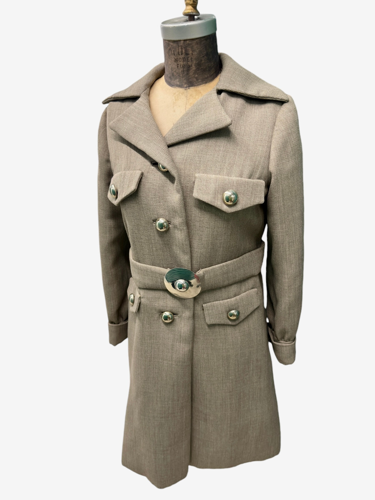 Vintage 1960s Samuel Winston For Roxanne Belted Mod Style Coat Small