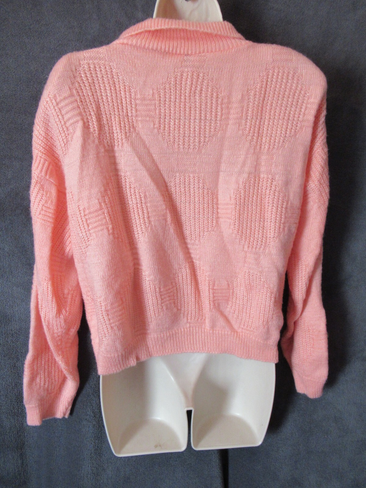 Totally 80’s Vintage Jane Adams Peach Pink Diamond Knit Collared Preppy Sweater