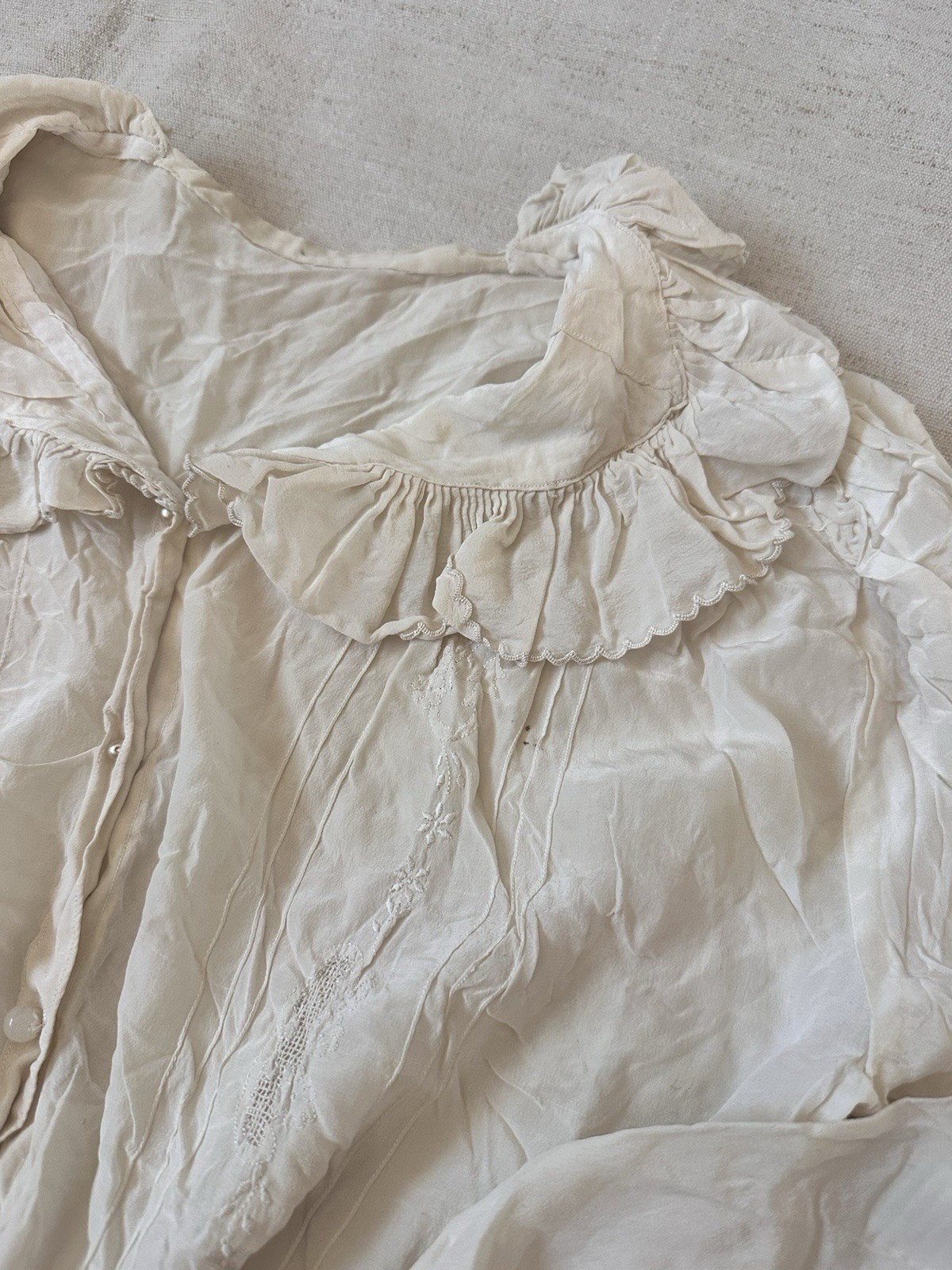 Lot 4 Antique French Silk Rayon Cotton Dress Blouse Resale Xs S M