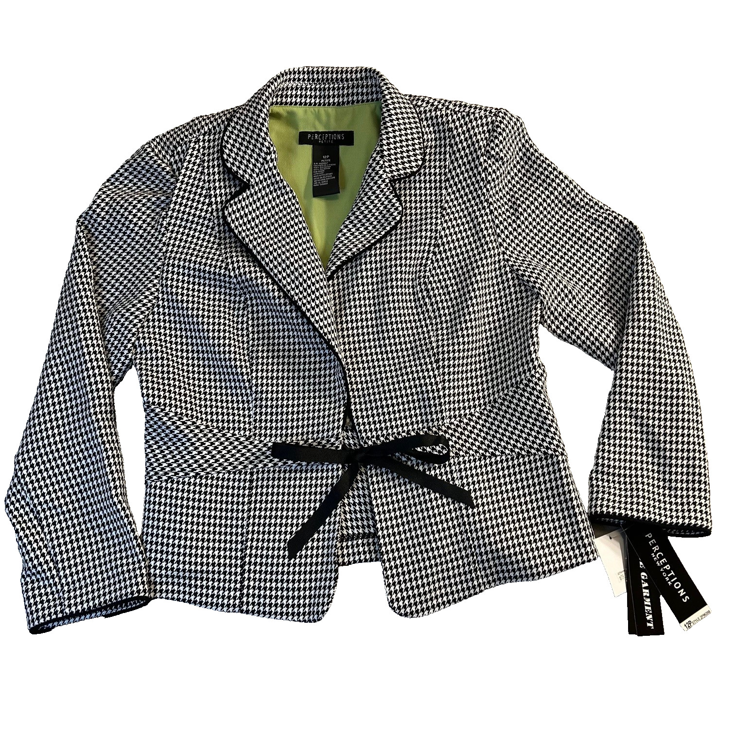 Vintage NWT Petite Perceptions Women’s 12 P Blazer Suit Jacket Houndstooth Work